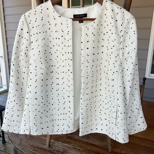 Ann Taylor Collarless Blazer Jacket Coat Off White Black Size 12